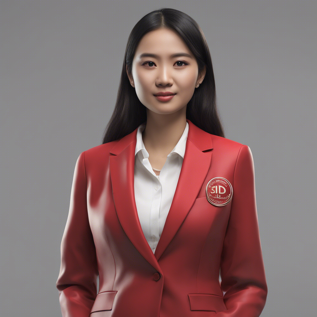 Indonesian Women wearing red blazer with Legalku logo printed in her chest