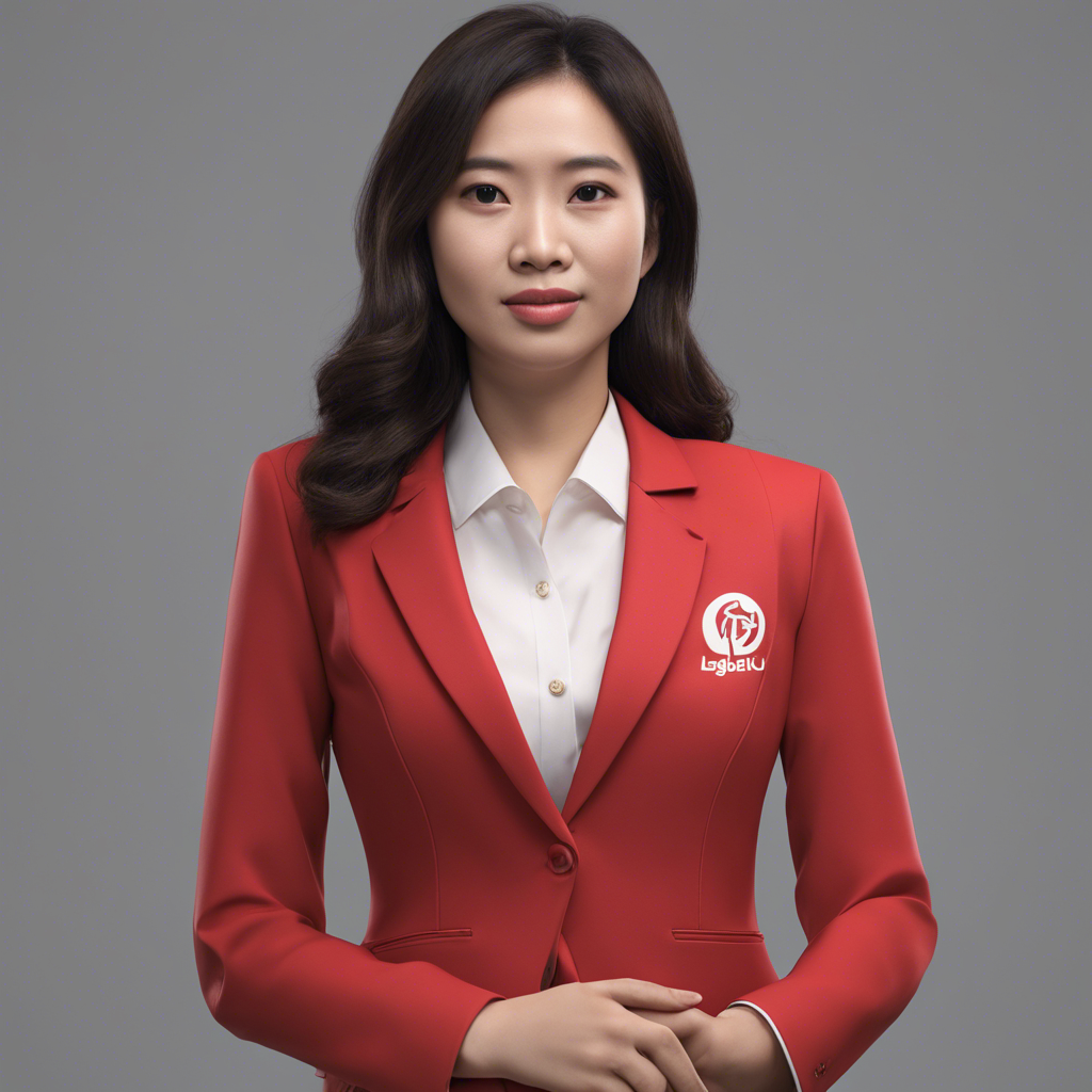 Indonesian Women wearing red blazer with Legalku.com logo printed in her chest